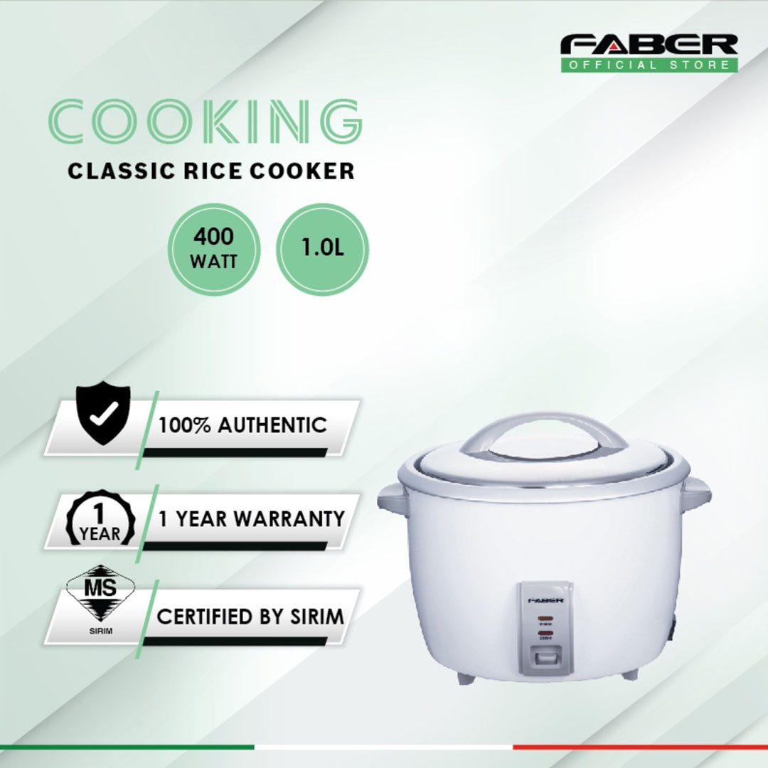 FABER 1.0L/1.8L/2.8L Rice Cooker FRC 210/FRC 218/FRC228 | Cool-Touch Handle | Stainless Steel Lid | Cook & Keep Warm modes | Rice Cooker with 1 Year Warranty