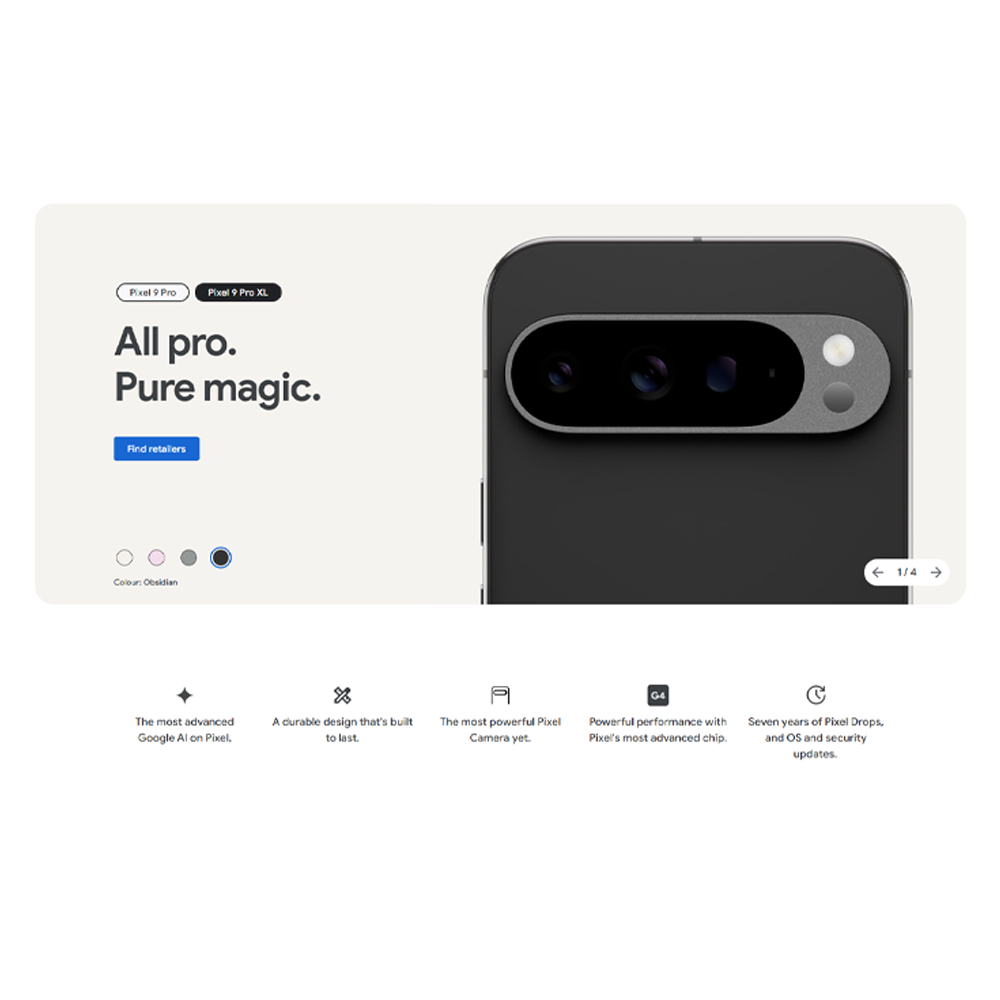 Google Pixel 9 Pro XL | Google Tensor G4 | Super-fast charging | Pro-level photos and video |