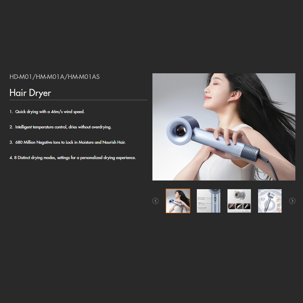 Gaabor 1400W Ultra High Speed Hair Dryer HD-M01A / HD-M01B / HD-M01C |  3-Heat Setting | With Cool Shot Function | 2-speed Control | 1  Year General Warranty