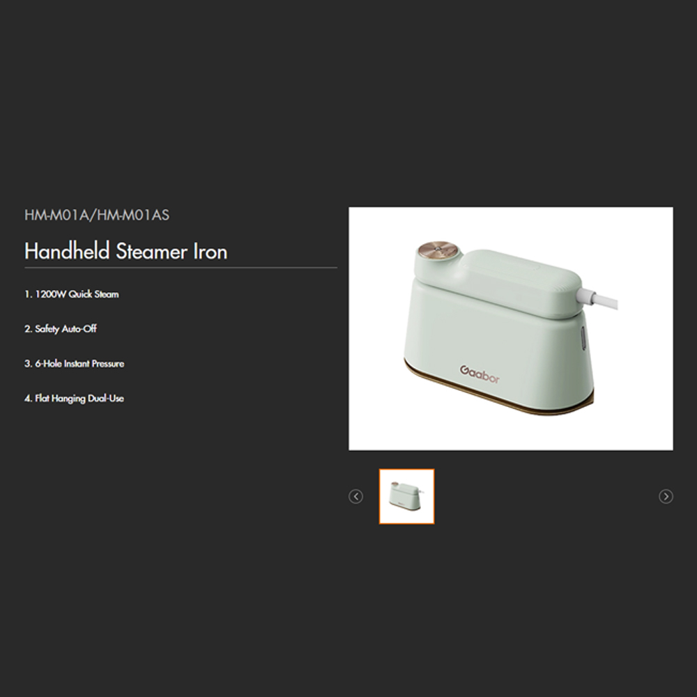 Gaabor 1200W Handheld Steamer Iron Parameters HM-M01A | Dual-Core Turbo 30s Rapid Heating | One Machine For Multiple | Perfect Travel Companion | 1  Year General Warranty