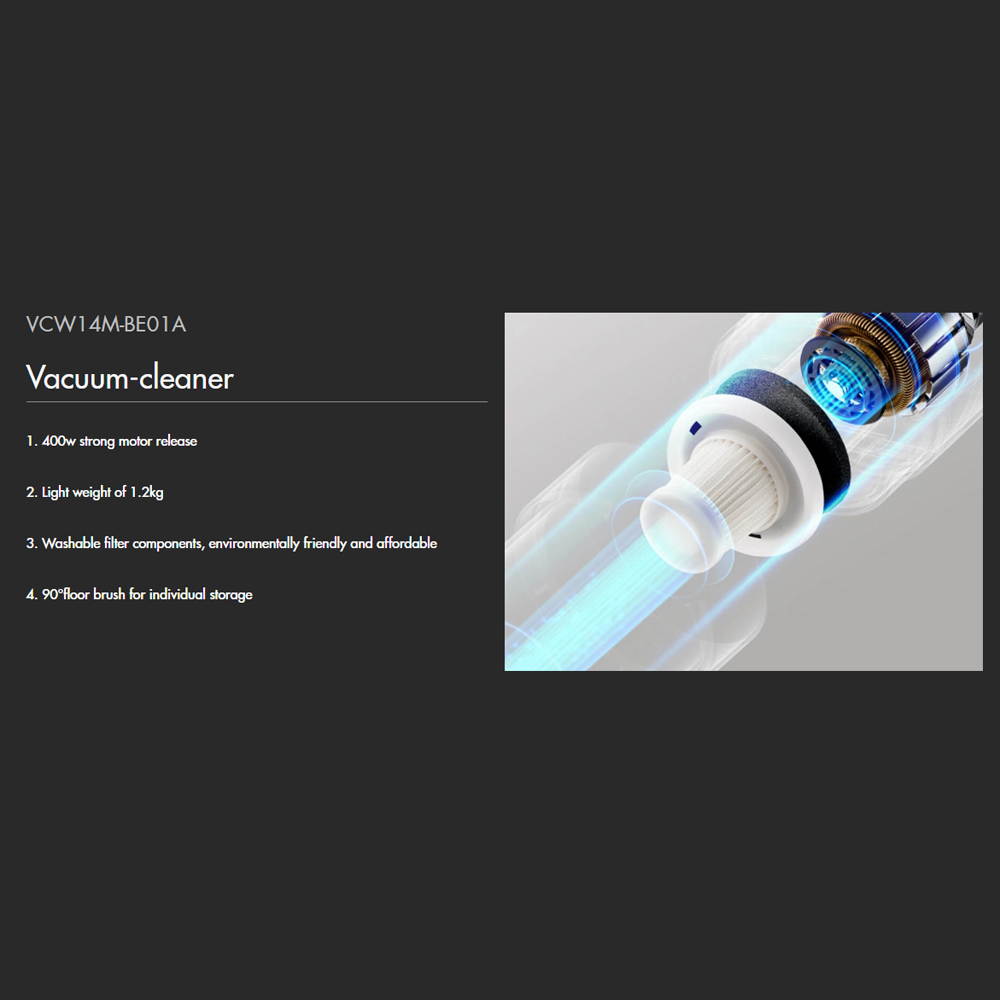 Gaabor 500W Stick Vacuum cleaner VCW14M-BE01A | 400w Strong Motor Release | Washable Filter Components |  90°Floor Brush For Individual Storage |  1  Year General Warranty