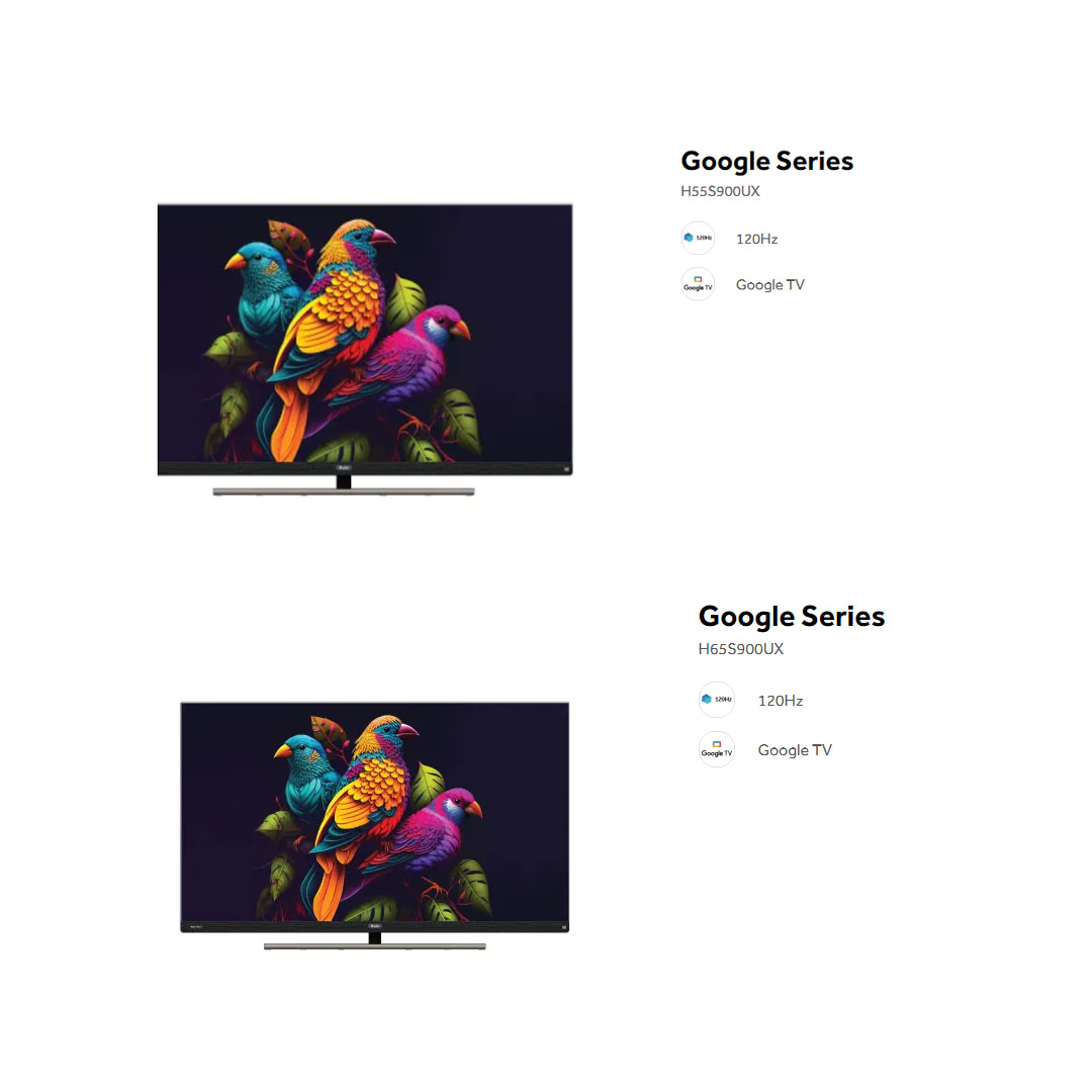 HAIER 55"/65" 4K UHD Google HQLED TV H55S900UX/H65S900UX | Dolby Vison & Dolby Atmos | 4K HDR | Google TV | Aero H-Stand | Smart Television with 3 Years Warranty