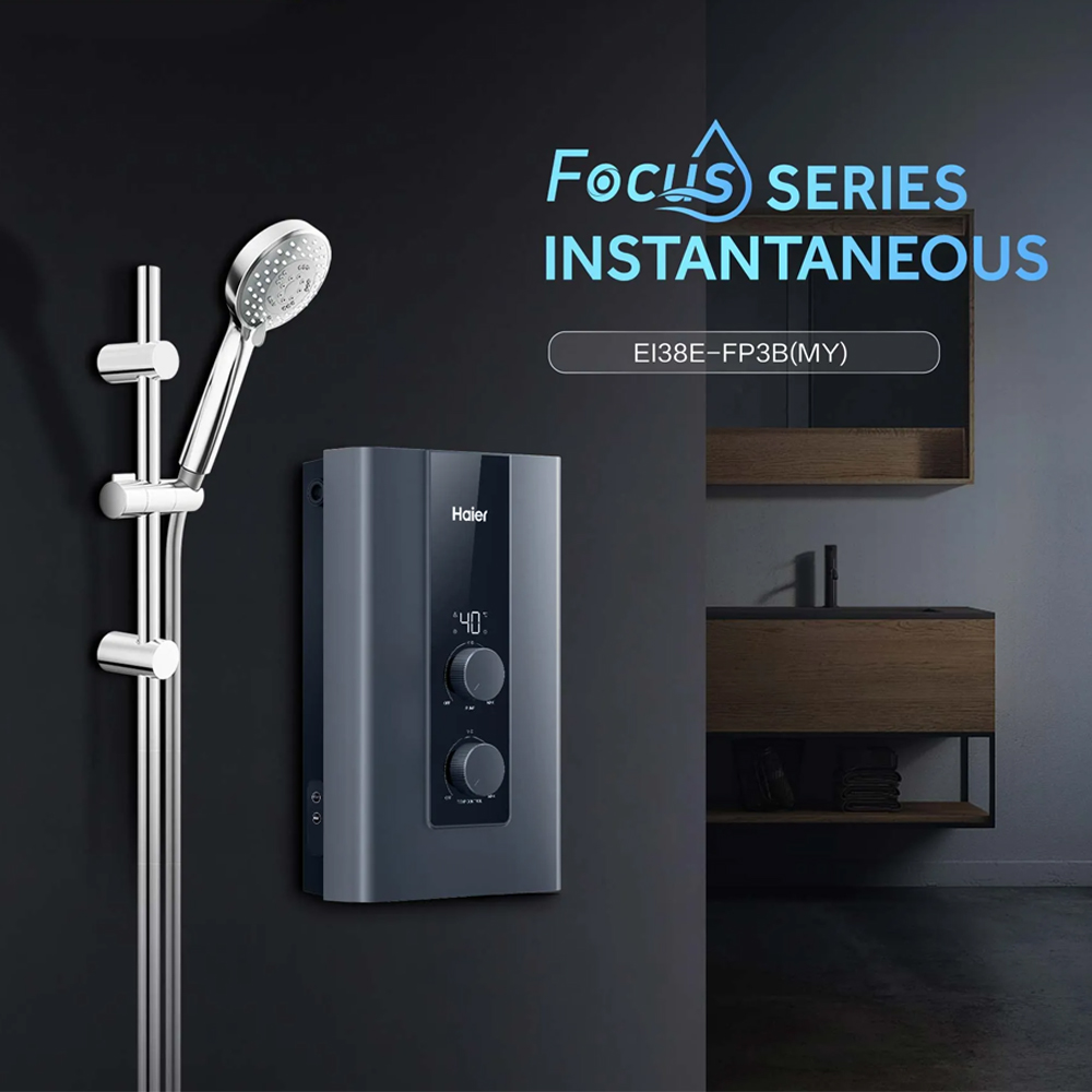 HAIER 3800W DC Inverter Silent Pump Instant Water Heater EI38E-FP3B(MY) | Shock Proof | Solid Structure Tank
