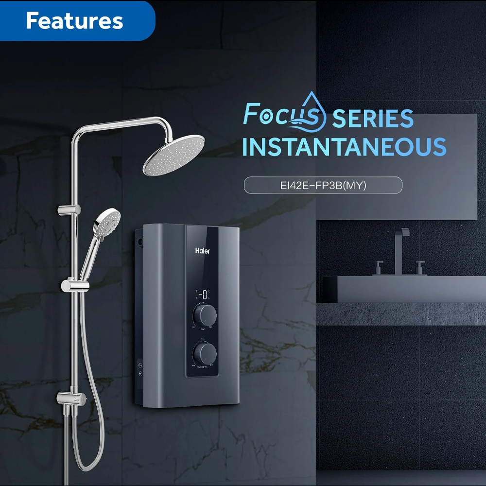 HAIER 3800W DC Inverter Silent Pump Instant Water Heater | EI42E-FP3B | Shock Proof | DC Inverter Silent Pump | Dual Copper Heating Tube