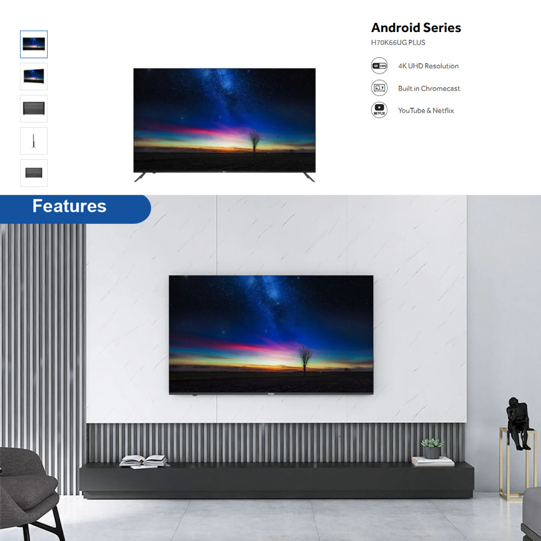 HAIER 70" 4K UHD Android LED TV H70K66UG PLUS | 4K UHD Resolution | Bluetooth 5.1 | Android TV | Built in Chromecast | Smart TV with 2 Years Warranty