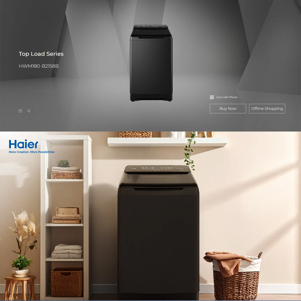 HAIER 18KG/20KG Top Load Direct Motion Inverter Color AI Washing Machine HWM180-B2158B/HWM200-B2158B