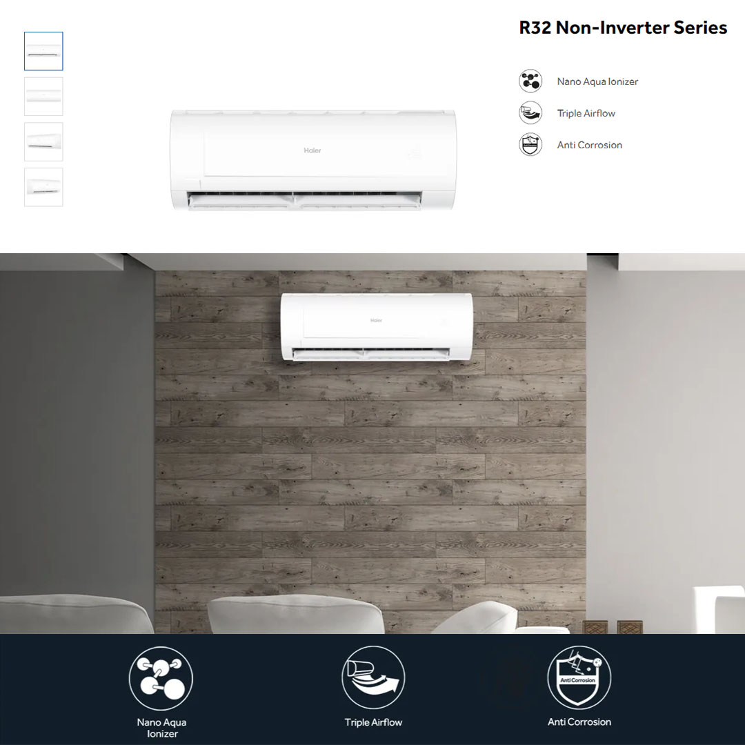 HAIER 1HP/1.5HP/2HP/2.5HP R32 Non-Inverter Wall Mount Air Conditioner HSU-10LPB21/HSU-10LPB21/HSU-13LPB21/HSU-19LPB21/HSU-25LPA21 | Nano Aqua Ionizer | Triple Airflow | Anti Corrosion | Air Conditioner with 3 Years Warranty