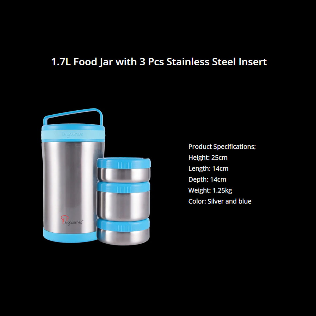 HAIER 1.7L Thermal Food with 3pcs 304 Stainless Steel Container TD0045781 | Unrivalled Heat/Cold Retention | Equip with 2 Functions | Wide Mouth | Mess Free | Safe and Healthy