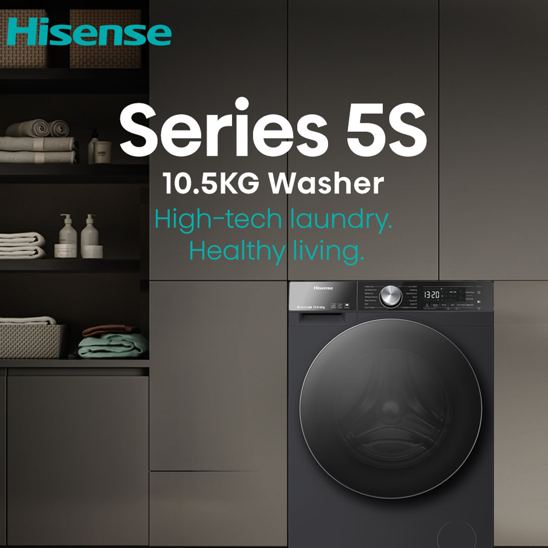 HISENSE 10.5KG Front Load Washing Machine WF5S1075BB | Active Hygiene | Remove 99.99% Bacteria | Sterile Rubber Seal | Washing Machine with 1 Year Warranty