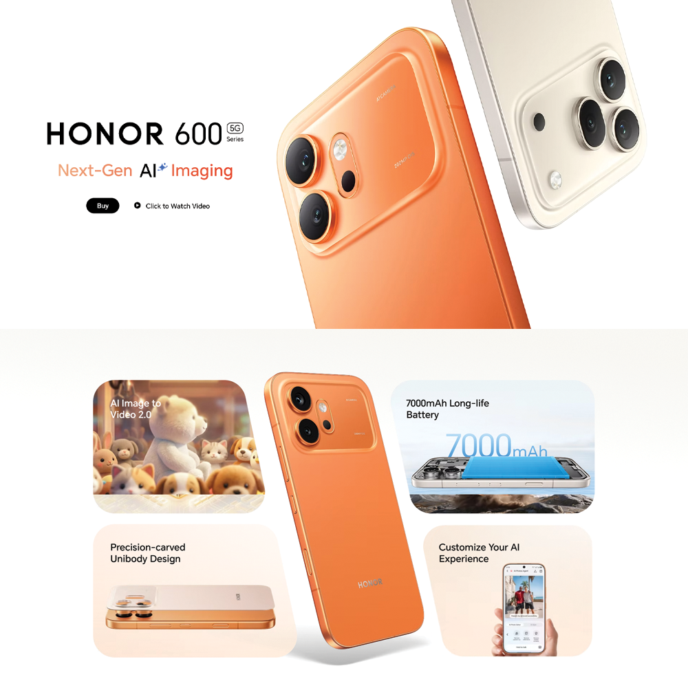 HONOR 600 12GB+512GB | 6.57 inch, AMOLED | 200MP Rear Camera | Qualcomm SM7750-AB Snapdragon 7 Gen 4 (4 nm) | Li-Po 7000mAh,Fast charging 80W