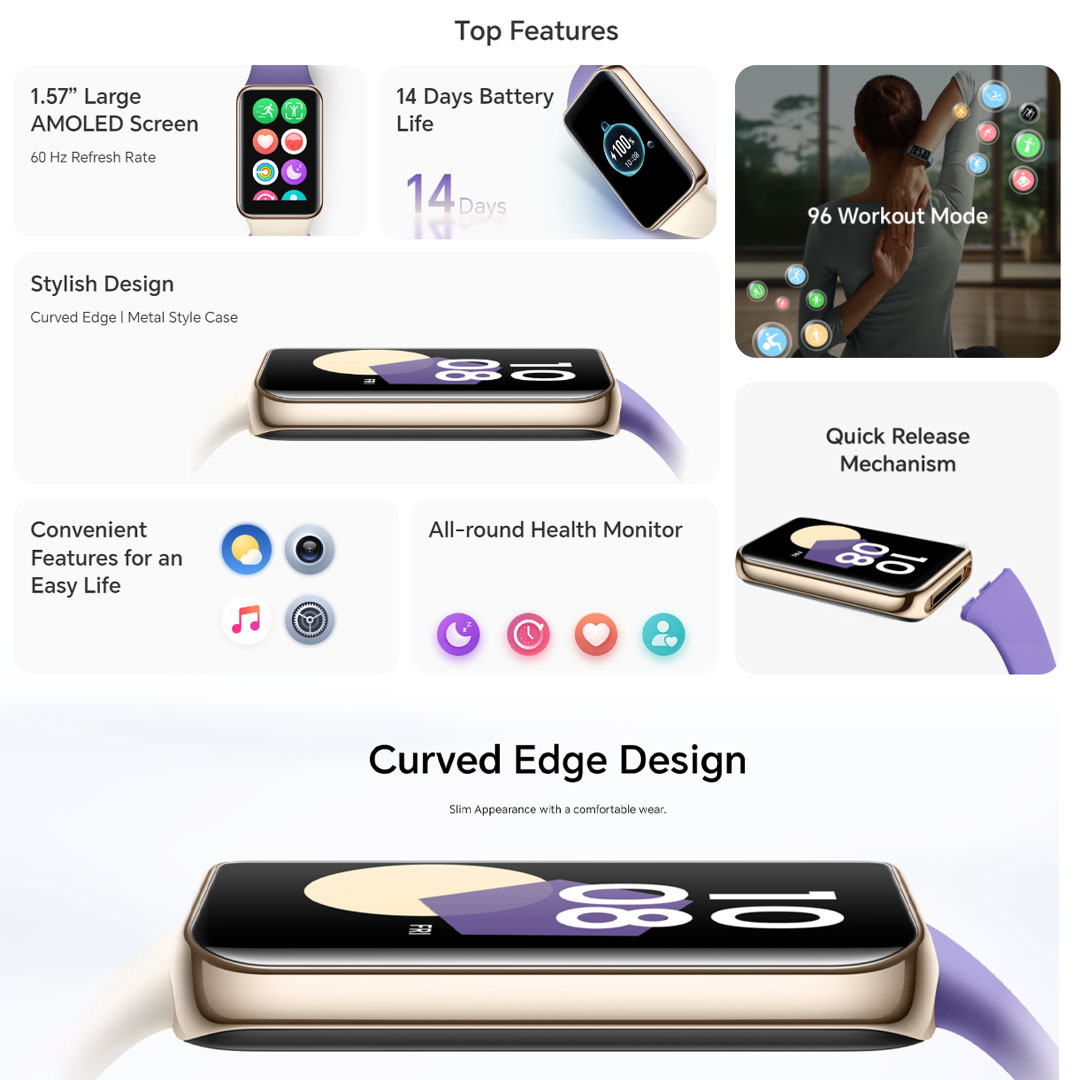 HONOR Band 9 | 1.47" Large AMOLED Screen |  Intelligent 24-Hour Heart Rate Monitor | 14 Days Long Battery Life | 10 Professional Workout Modes | Smart Band with 1 Year Warranty