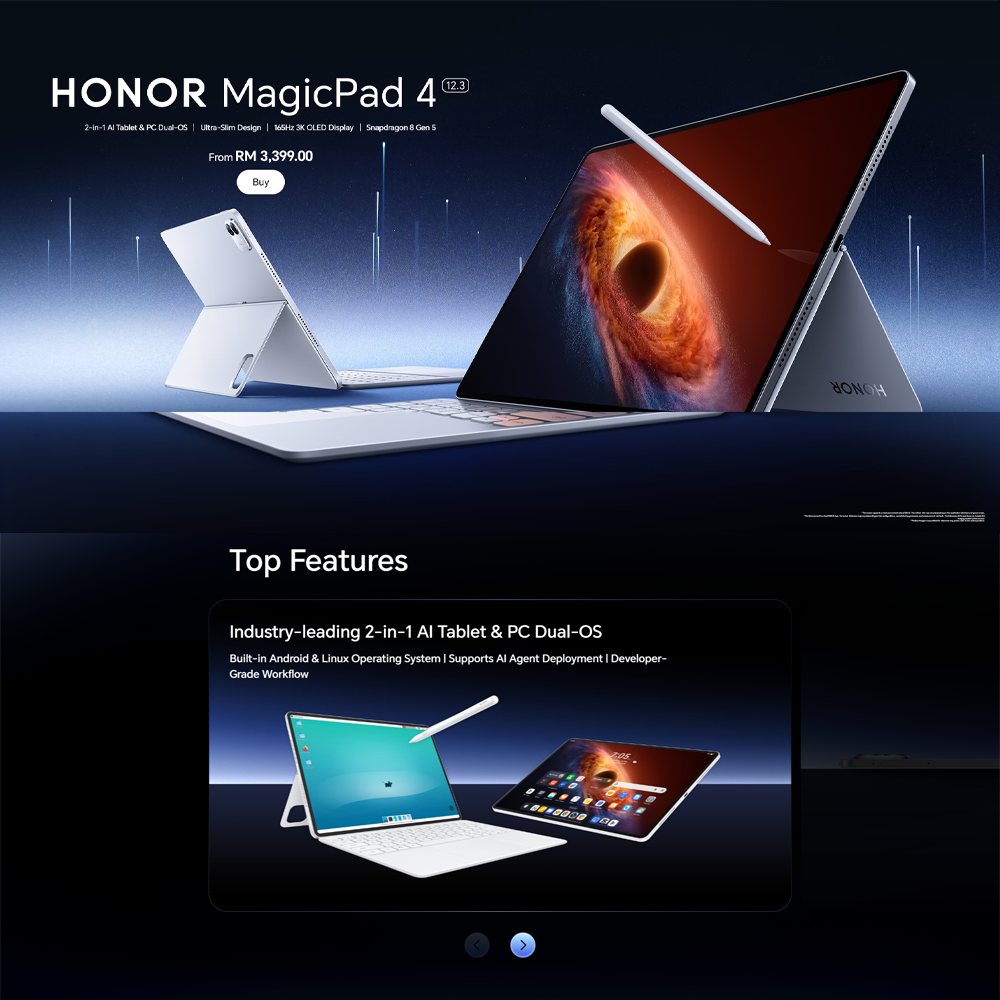 HONOR MagicPad4 16GB+512GB / 12GB+256GB |  (Support 5 gears, 165Hz/144Hz/120Hz/90Hz/60Hz) | Snapdragon® 8 Gen 5 | 10100 mAh 