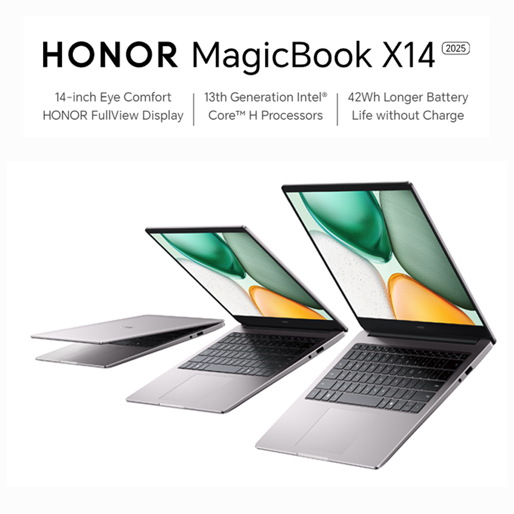HONOR MagicBook X14 2025 Laptop 8GB+512GB | Windows 11 Home | 14-inch | 42Wh Longer Battery Life without Charge