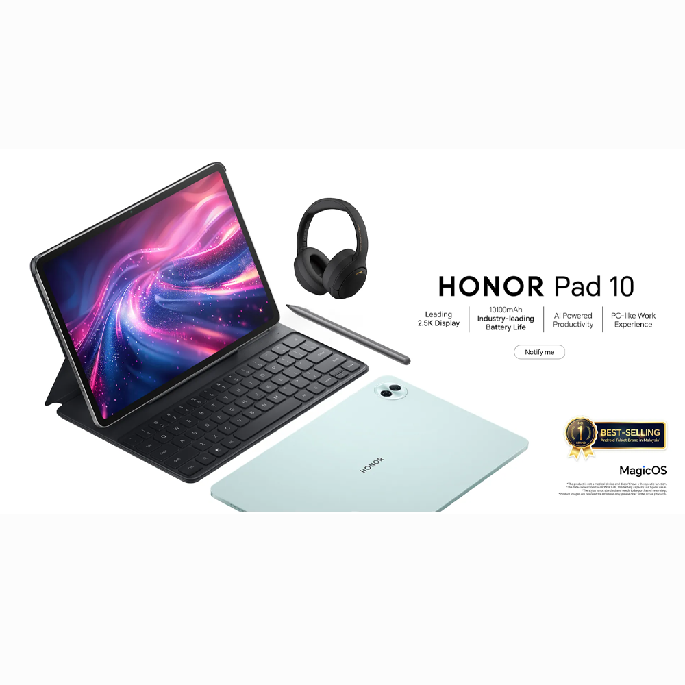 HONOR Pad 10 Wi-Fi 8GB+256GB | 8MP Main Camera | 12.1 inch | Qualcomm SM7550-AB Snapdragon 7 Gen 3 (4 nm) | Li-Po 10100mAh | Android 15, MagicOS 9