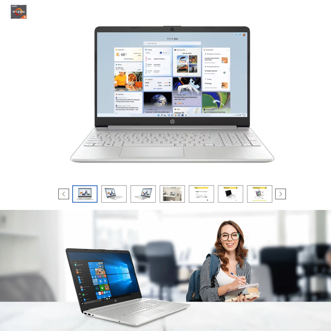 HP Essential 15.6-inch AMD Ryzen 3 5300U AMD Radeon Graphics 8GB+512GB | Windows 11 Home | FHD (1920 x 1080) | Laptop with 2 Years Warranty