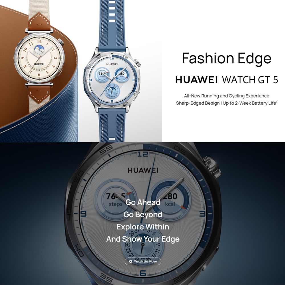 Huawei WATCH GT 5 | Up to 2-Week Battery Life | Sculpted look, geometric feel | Sharp-Edged Design