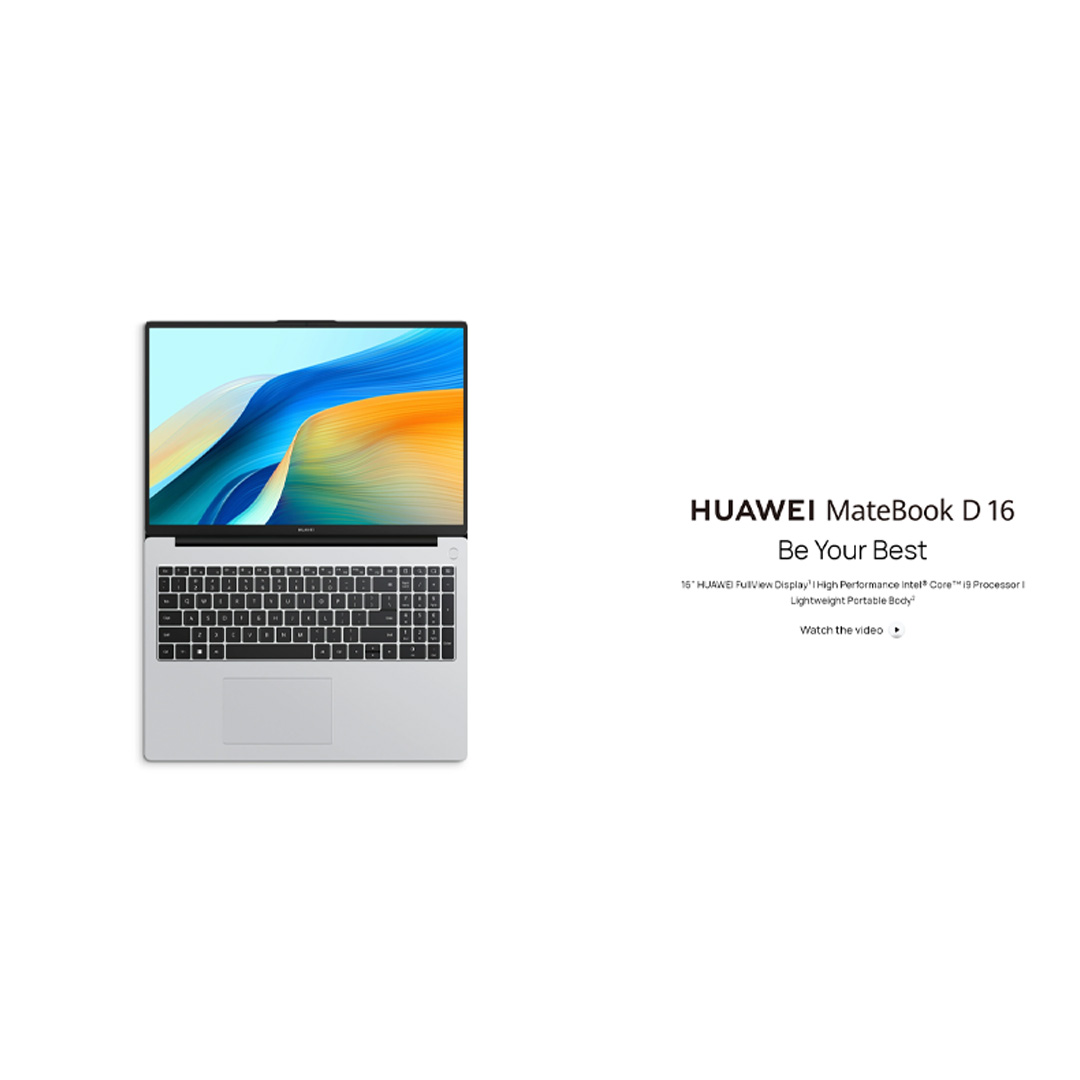Huawei Matebook D 16 2024 | 16" HUAWEI FullView Display | High Performance Intel® Core™  i5 Processor  / i9 Processor | Lightweight Portable Body | Laptop with 2 Year Warranty