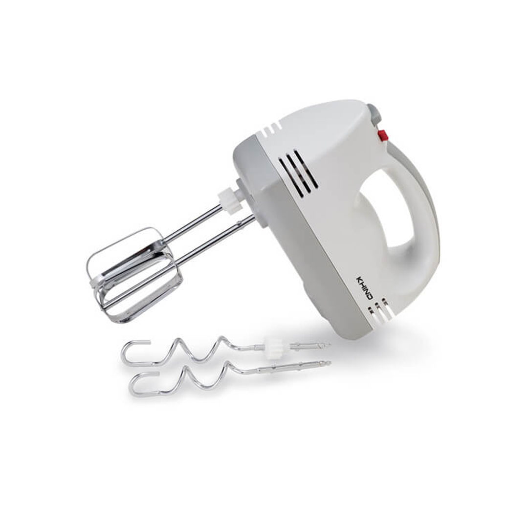 KHIND 160W Hand Mixer HM200 | 5 Variable Speeds | With Beater, Dough Hooks and Spatula | Hand Mixer with 1 Year Warranty