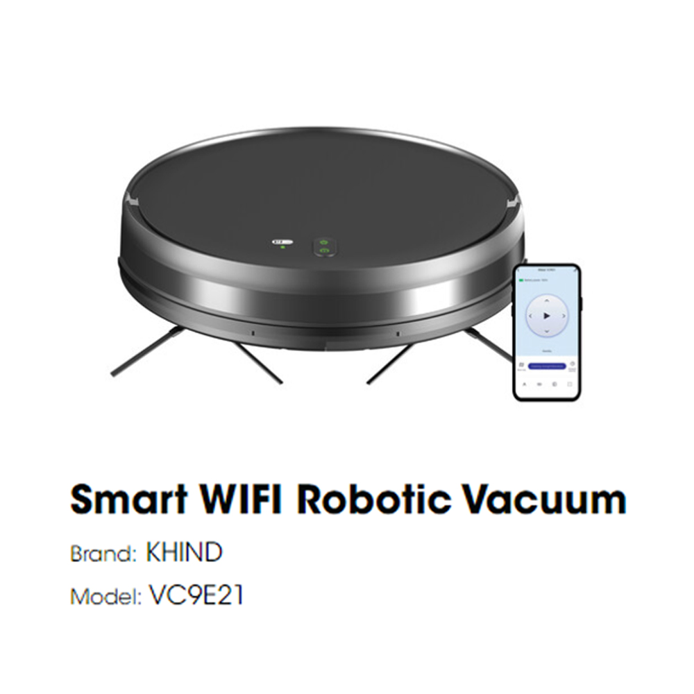 KHIND 28W Smart WIFI Robotic Vacuum VC9E21 |  Powerful Brushless Motor & Low Noise  | Schedule Cleaning | Map Visualization | 2  Year General Warranty