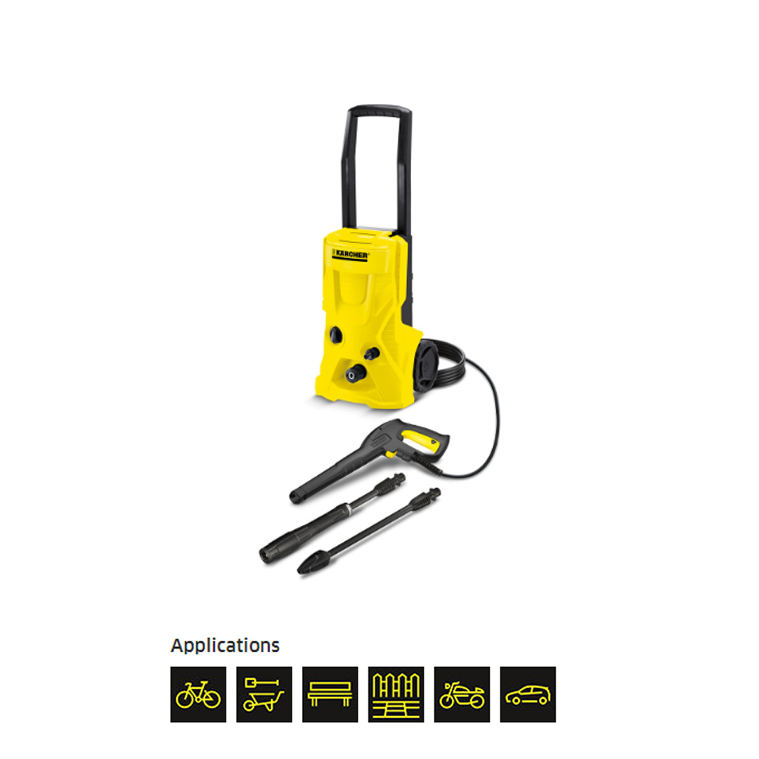 Karcher 130 Bar Pressure Washer K 4 Basic | High-Pressure Gun | High-Pressure Hose | Vario Power Jet | Quick Connect | Water Pressure with 1 Year Warranty