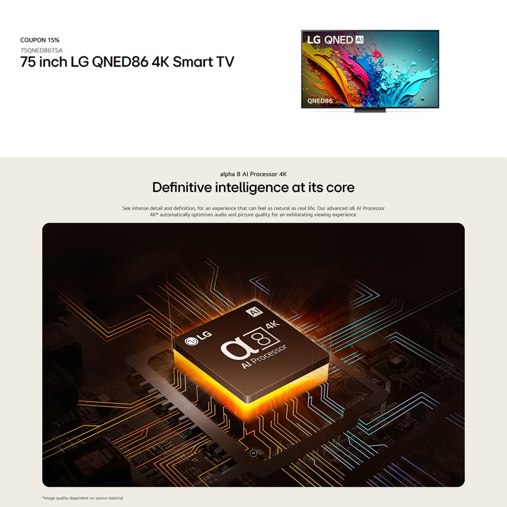 LG 75" QNED 4K Ultra HD TV with AI ThinQ 75QNED86TSA | Alpha 8 AI Processor 4K | ThinQ AI & WebOS
