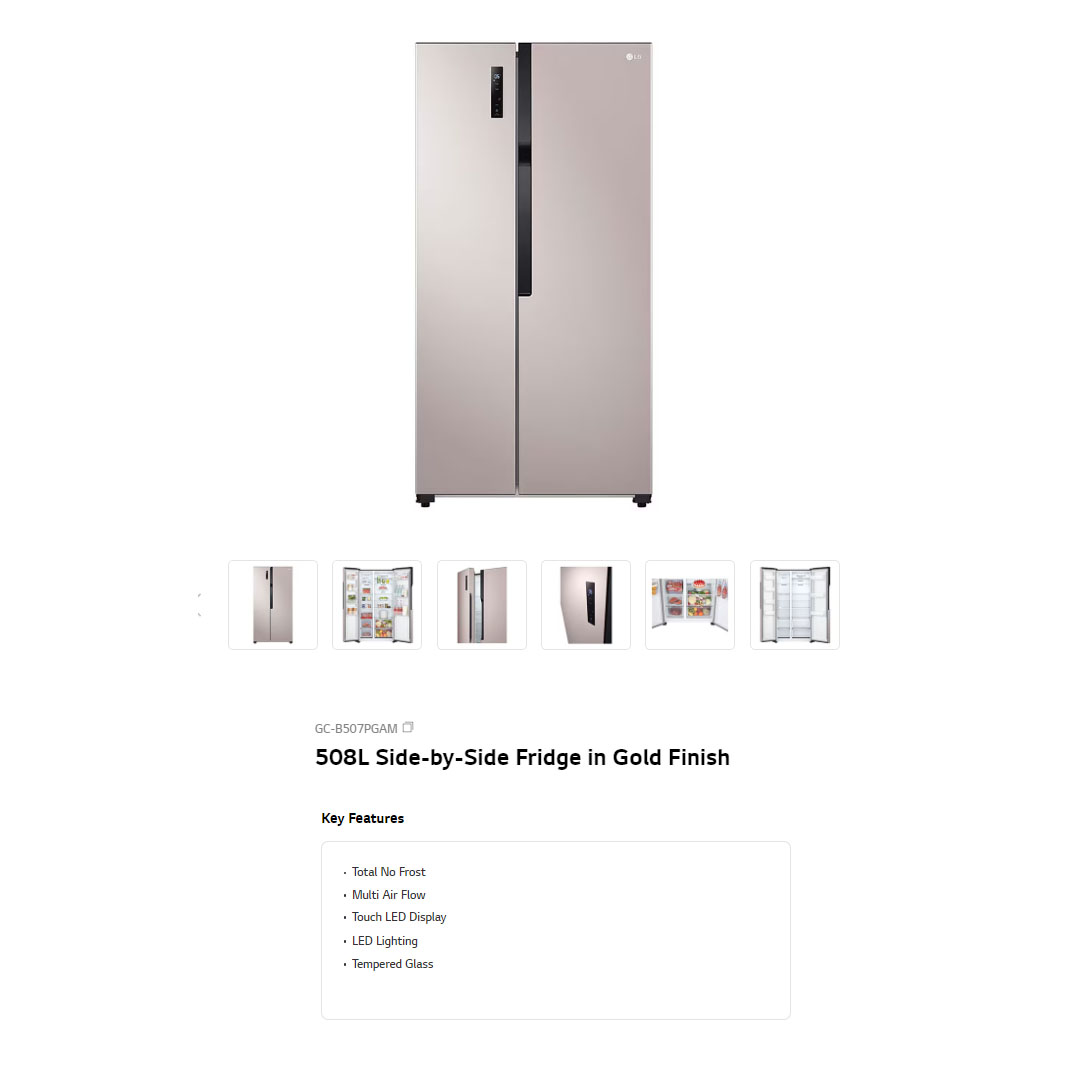 LG 508L Side by Side Smart Inverter Refrigerator GC-B507PGAM | Door Alarm | Express Freeze | Horizontal Pocket Handle Type | Refrigerator with 1 Year Warranty