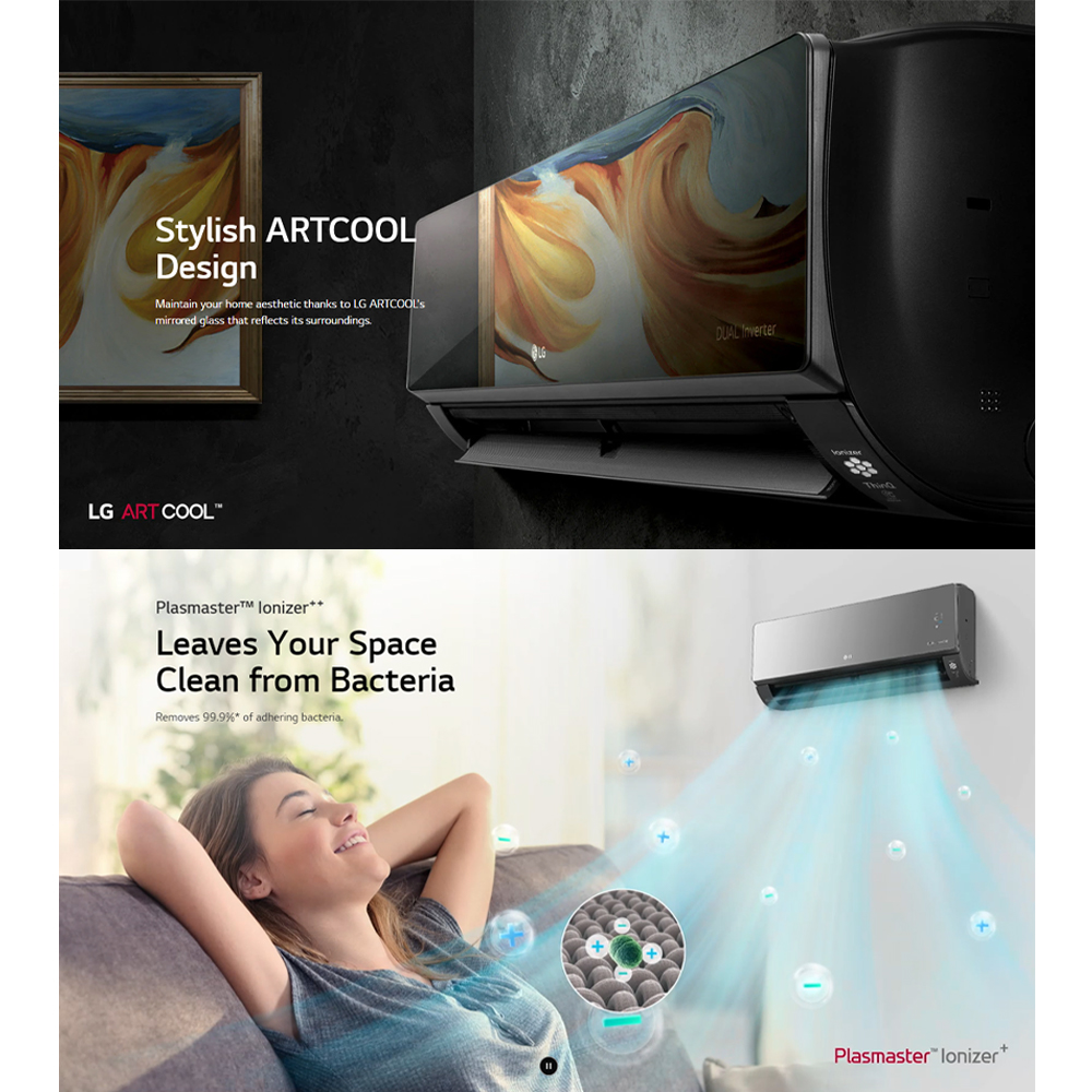 LG 1HP/1.5HP/2HP/2.5HP R32 Dual Inverter Wall Mounted Stylish ARTCOOL Mirror Air Conditioner | Save Energy | Auto-Cleaning | Smart Control