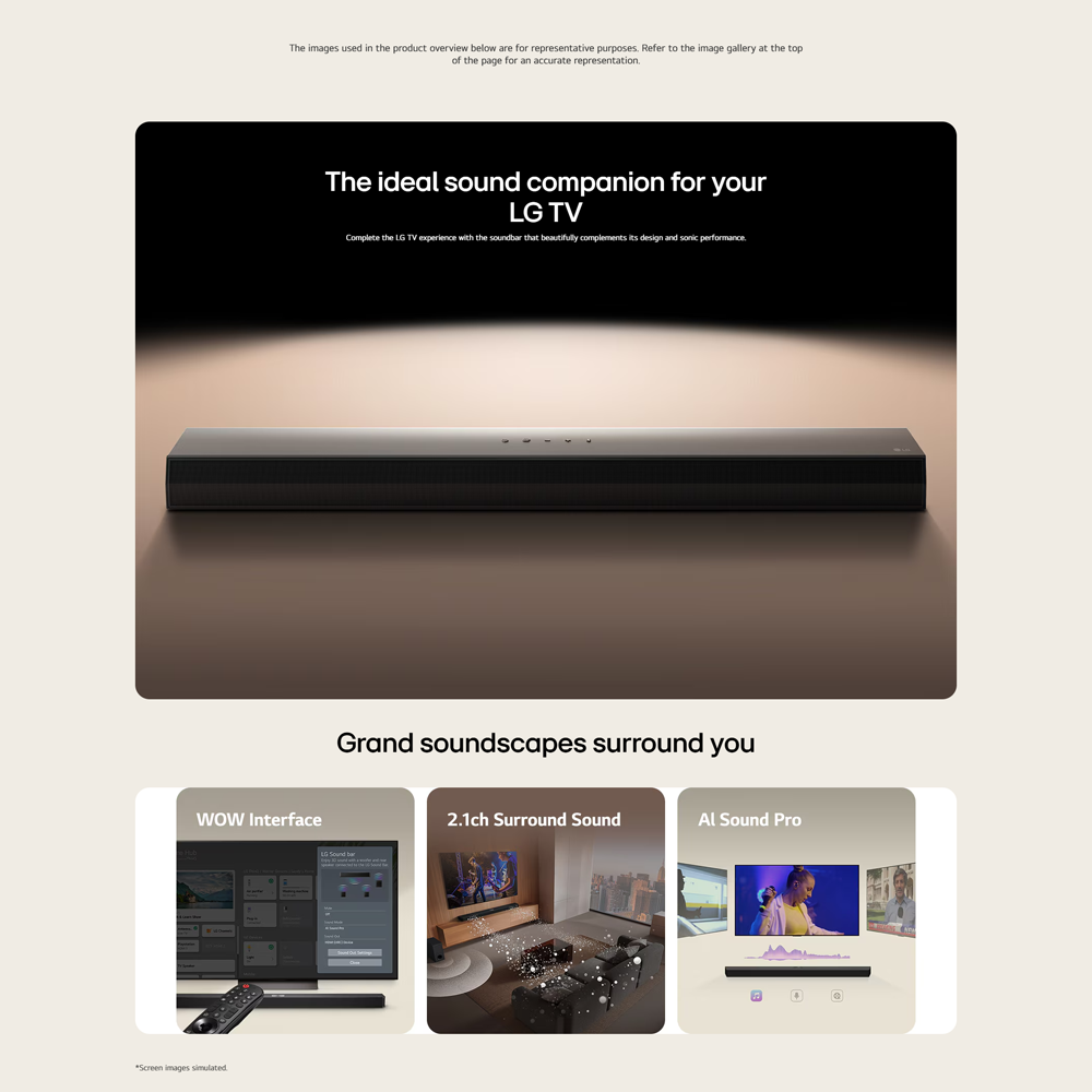 LG 300W 2.1ch Soundbar with Dolby Digital and DTS Digital Surround S40T | 2 channels this Dolby®¹ & DTS² | LG’s new crest design