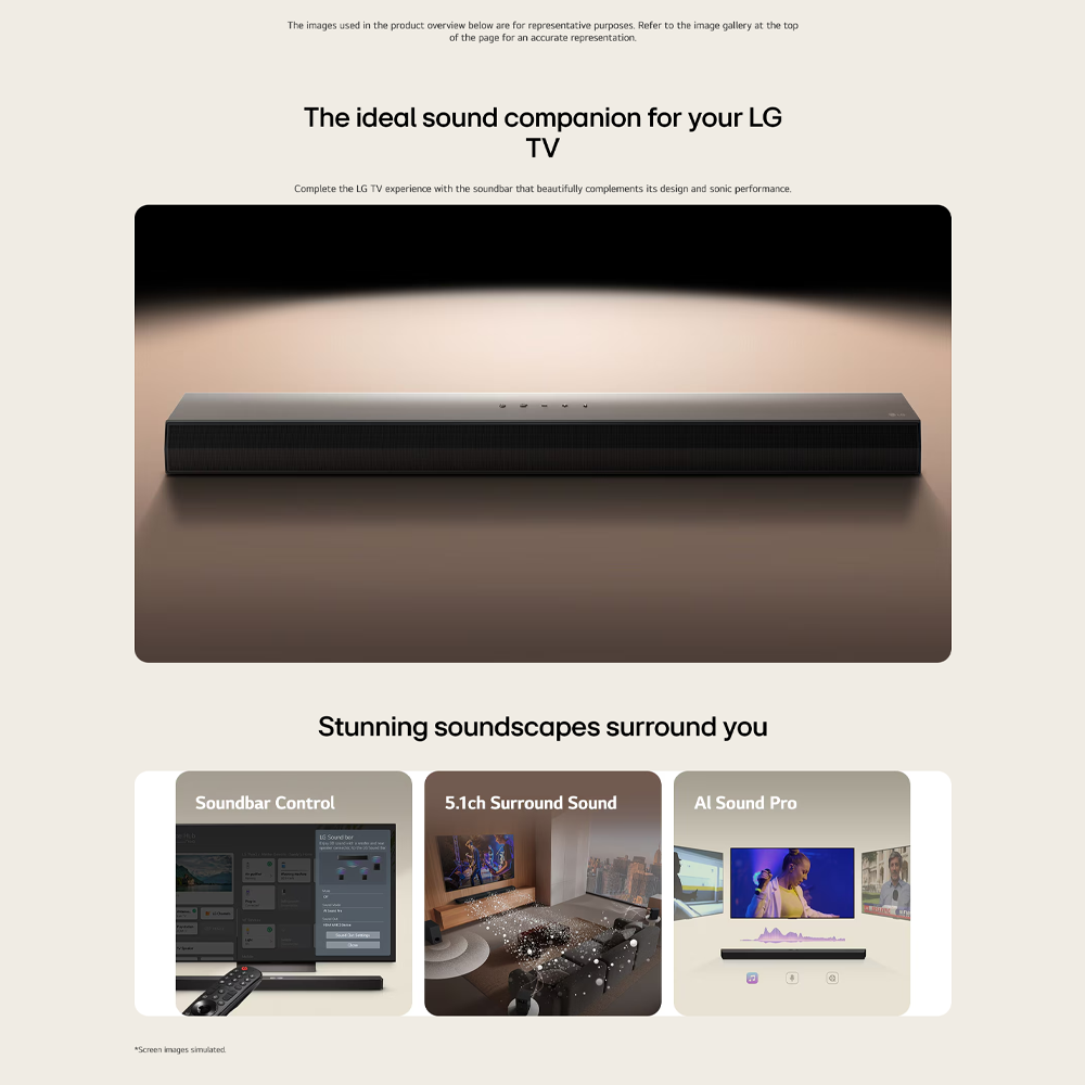 LG 440W 5.1ch Soundbar with Dolby Digital and DTS Digital Surround S60TR | Cinematic Sound Projection | WOW Interfac