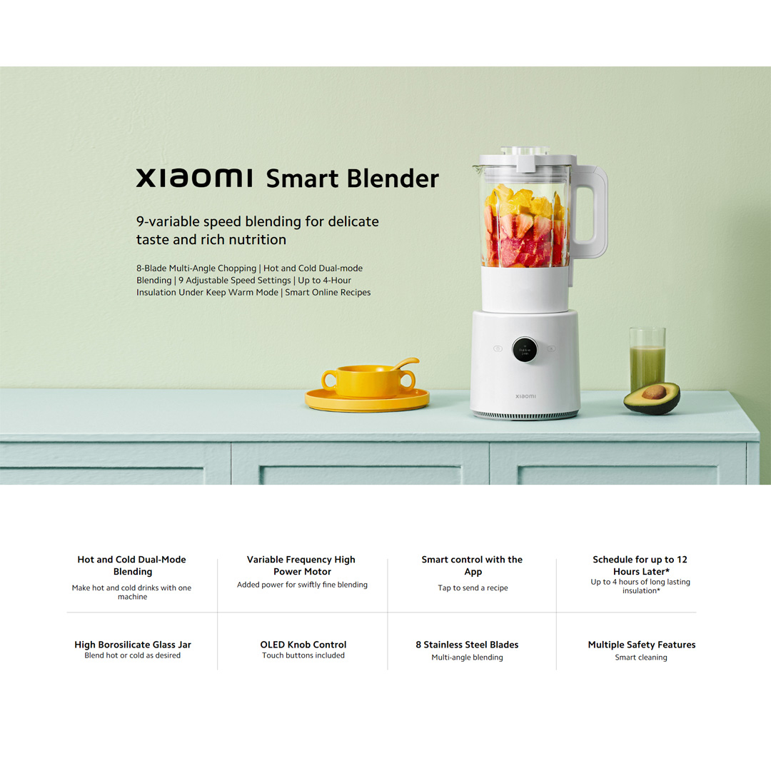 Xiaomi 1.6L Smart Blender MPBJ001ACM-1A | 8-Blade Multi-Angle Chopping | 9 Adjustable Speed Settings | Multiple Security Protection | Blender with 1 Year Warranty