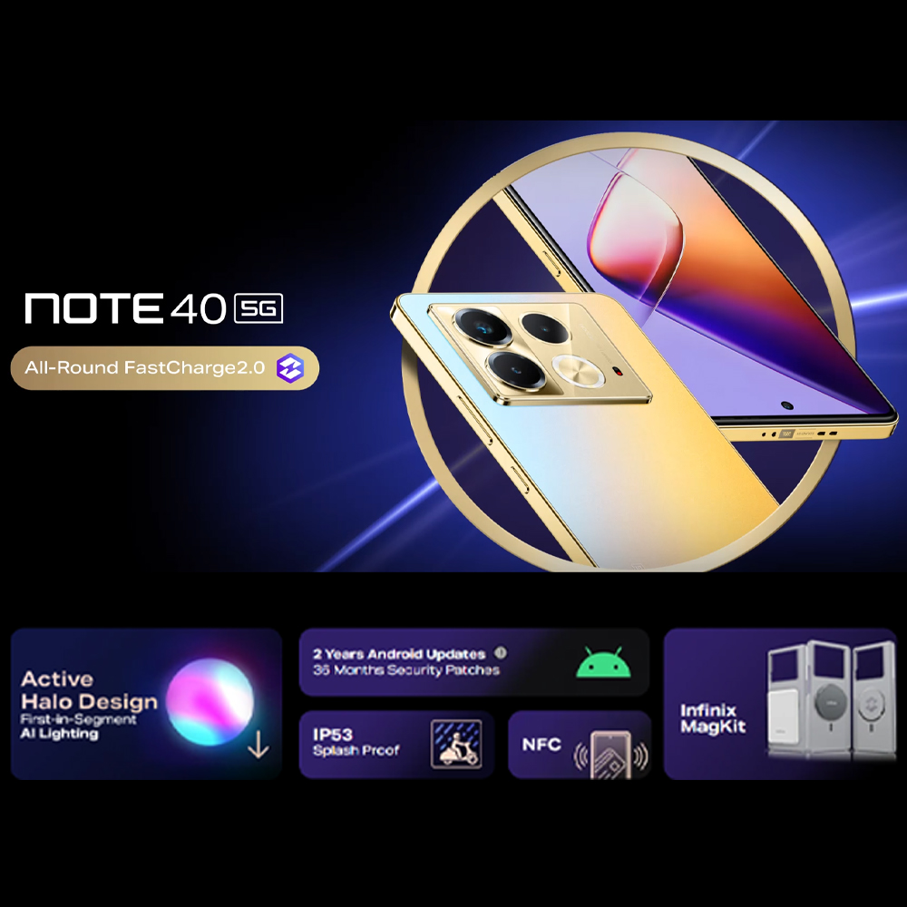Infinix Note 40 5G 12GB+512GB | 5G Hyper Speed Forward | IP53 SplashProof | Multifunctional NFC | 1  Year General Warranty