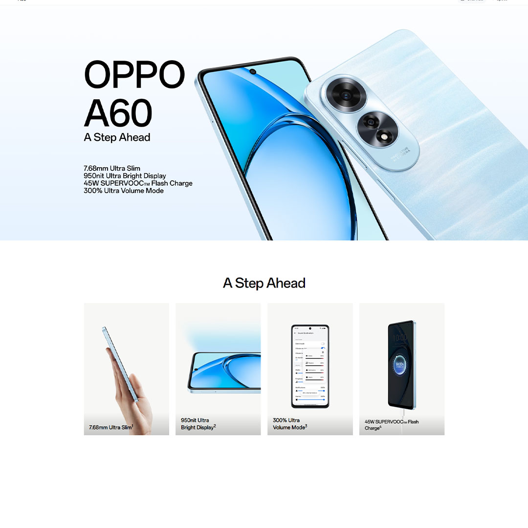 OPPO A60 (8GB+8GB+128GB / 8GB+8GB+256GB) | 5000mAh | 45W wired | 6.67-inch | 90Hz, LCD | Qualcomm Snapdragon 680 SoC | Smartphones with 1 Year Warranty