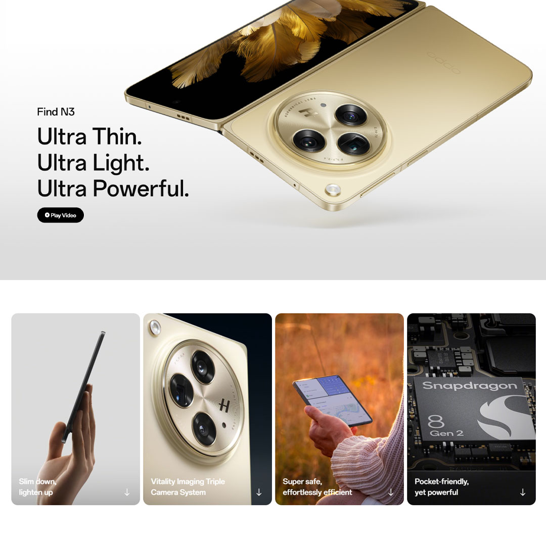 (Pre-Order till 27.10.2023) OPPO Find N3 16GB+512GB | 7.82" LTP03 OLED | 64MP Main Camera | 4805mAh Battery | NFC | Smartphone with 1 Year Warranty