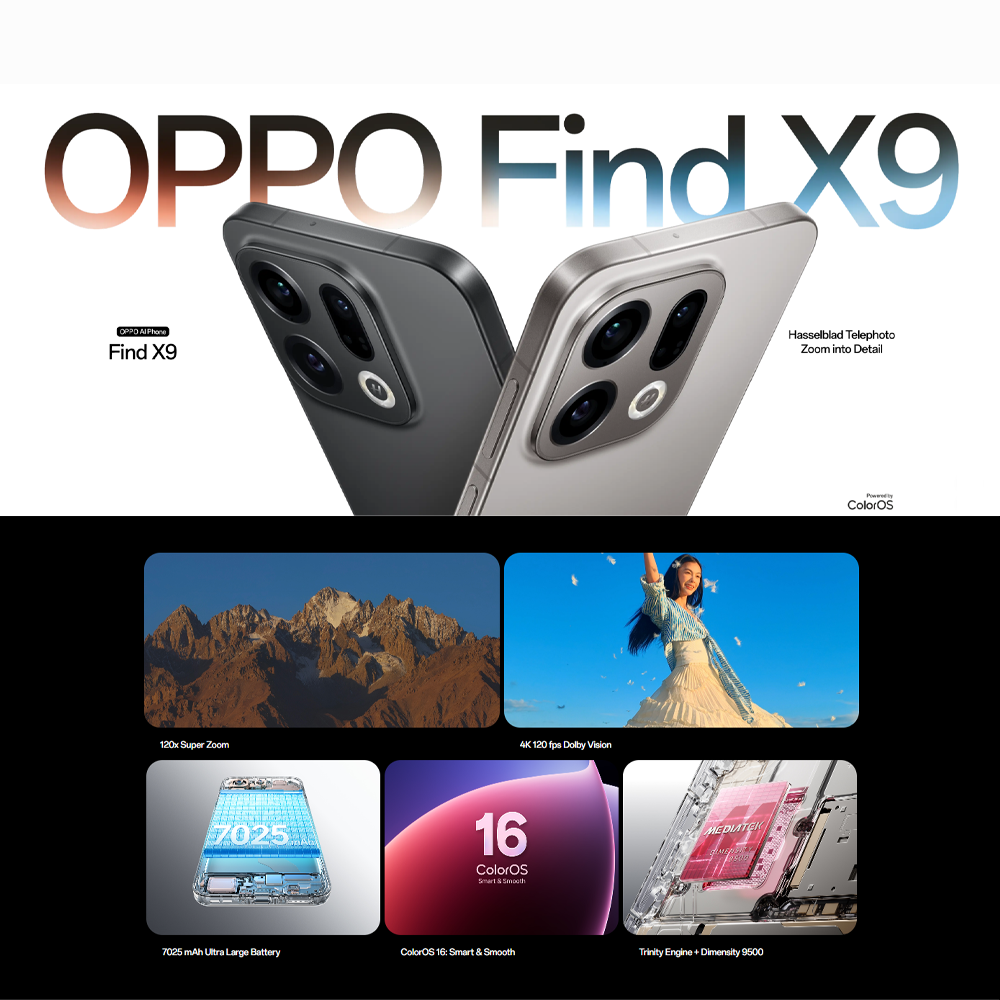 OPPO Find X9 | 120x Super Zoom | 4K 120 fps Dolby Vision | True Night Photography | 7025mAh Large Battery | 80W SUPERVOOCTM Flash Charge