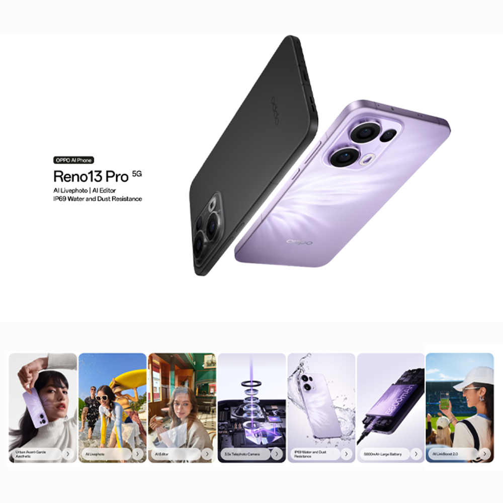 OPPO Reno13 Pro 5G | 5800mAh Large Battery | 80W SUPERVOOC Flash Charge | 5800mAh Large Battery | Mediatek Dimensity 8350