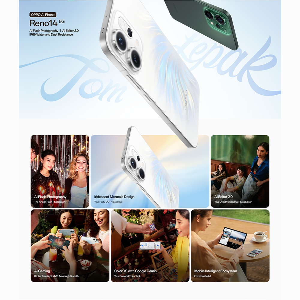 OPPO Reno14 5G | 50MP 3.5x Telephoto Camera | Multi-Focal-Length 4K 60fps HDR Video | 6000mAh Battery | 80W Flash Charge