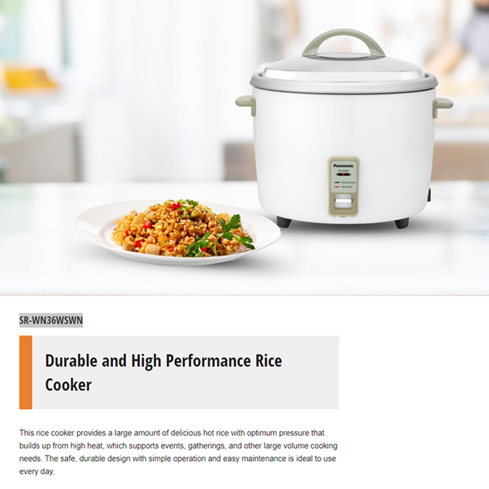 Panasonic 3.6L Conventional Rice Cooker SR-WN36WSKN | Burnout protection | Keep warm 5 hours | Large cooking capacity