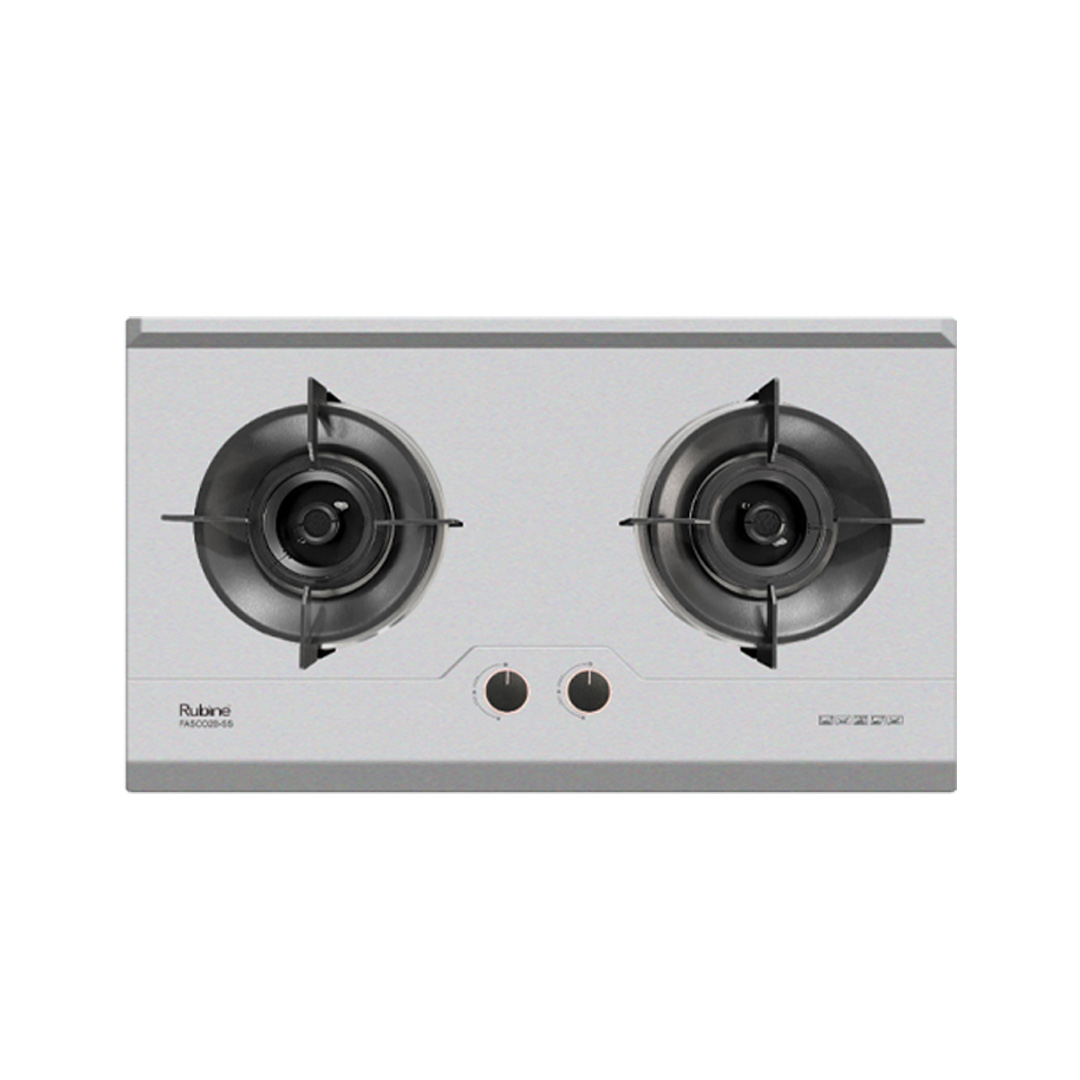 Rubine 2 Burners Built-in Gas Hob RGH-FASCO2B-SS | 5.5kW Flame Power | Battery Ignition | Hob with 1.5 Year Warranty