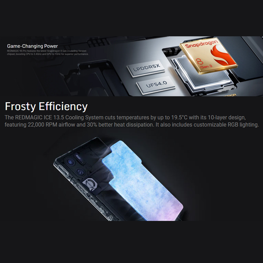 REDMAGIC 9S Pro 12GB+256GB/16GB+512GB | Qualcomm® Snapdragon™ 8 Gen 3 | 16MP Front Camera | 80W Super-Fast Charging