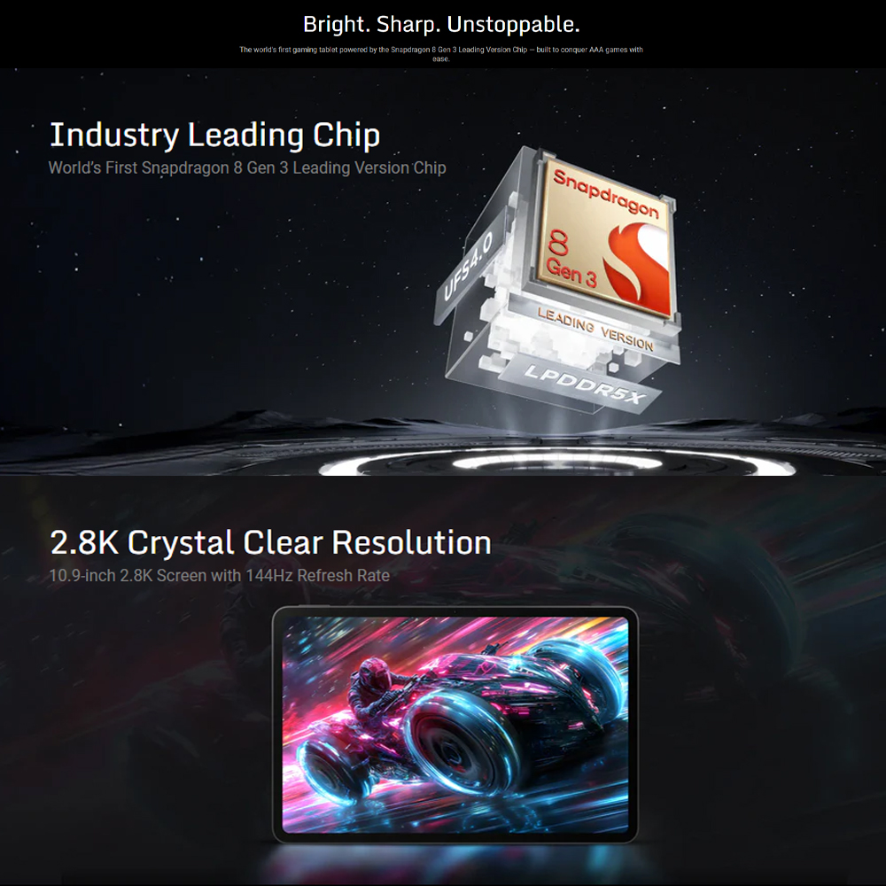 REDMAGIC Nova Gaming Tablet 12GB+256GB/ 16GB+512GB | Android 14 | Snapdragon 8 Gen 3 | 10100mAh Dual-Cell Battery