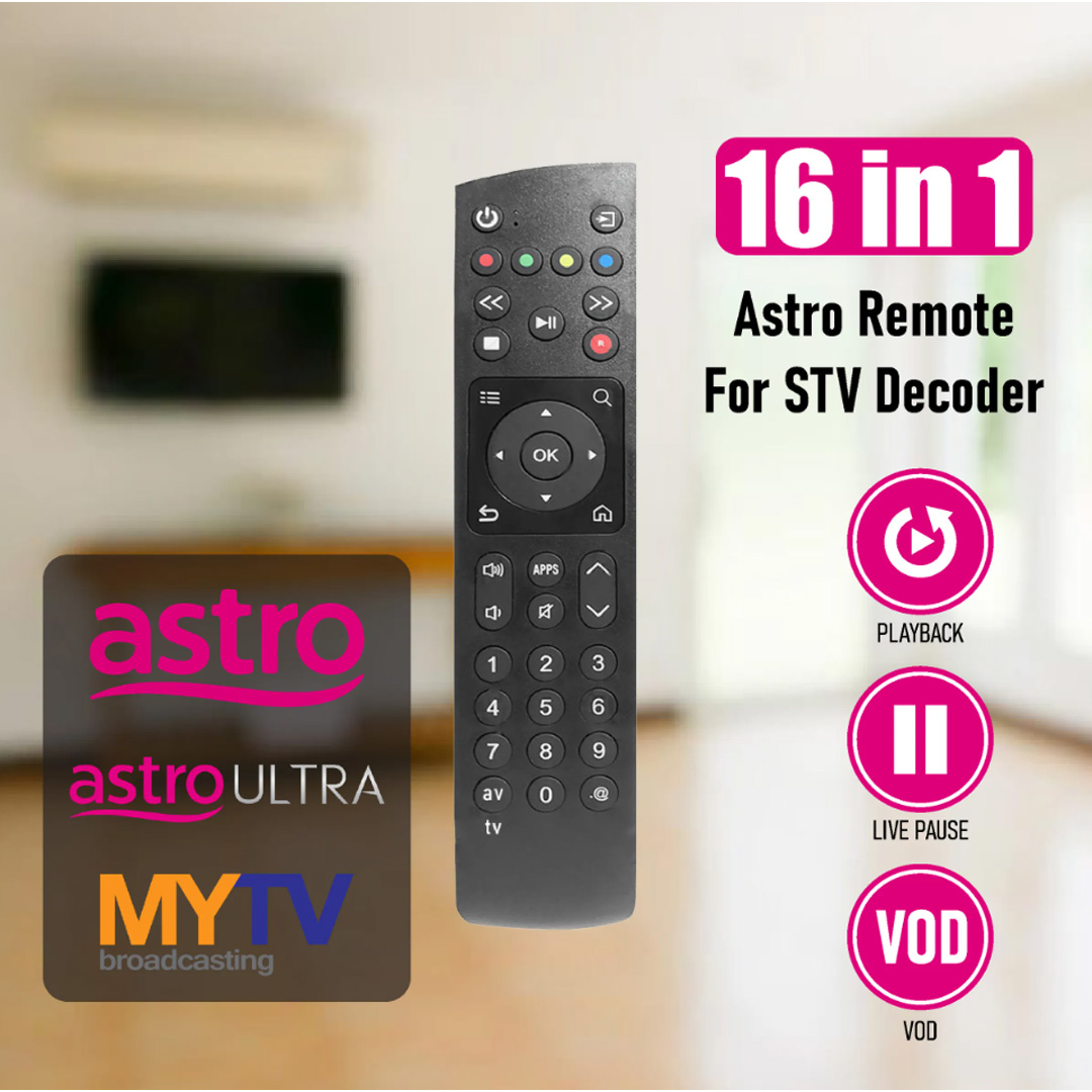 HUAYU Astro 16 In 1 Multi Remote Control RM-L1779 | Multifunction: Record, VOD, LIVE Pause, Play Back | Easy to Operate