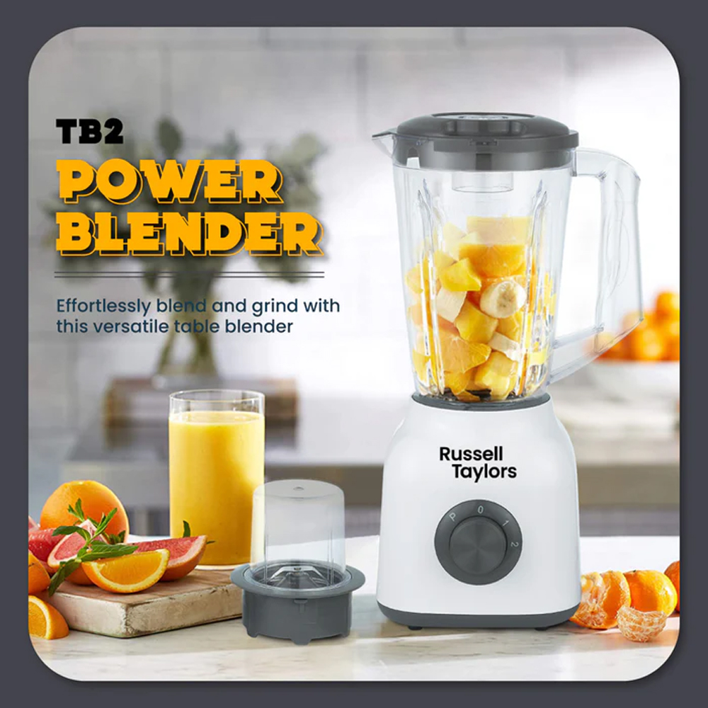 Russell Taylors 1.5L Power Blender with Dry Mill TB2 | Quick Juice & Meat Mystery | 1500ml Food Grade Jar | 300W Powerful Motor