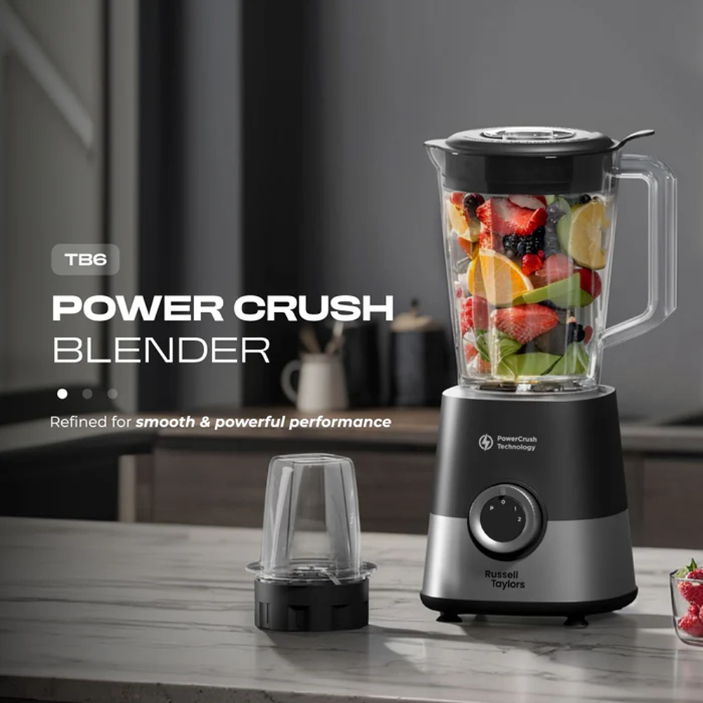Russell Taylors 1.5L PowerCrush Blender TB6 |  Blender Safety Lock | 600W Motor | 2 -Speed + Pulse Versatile Control