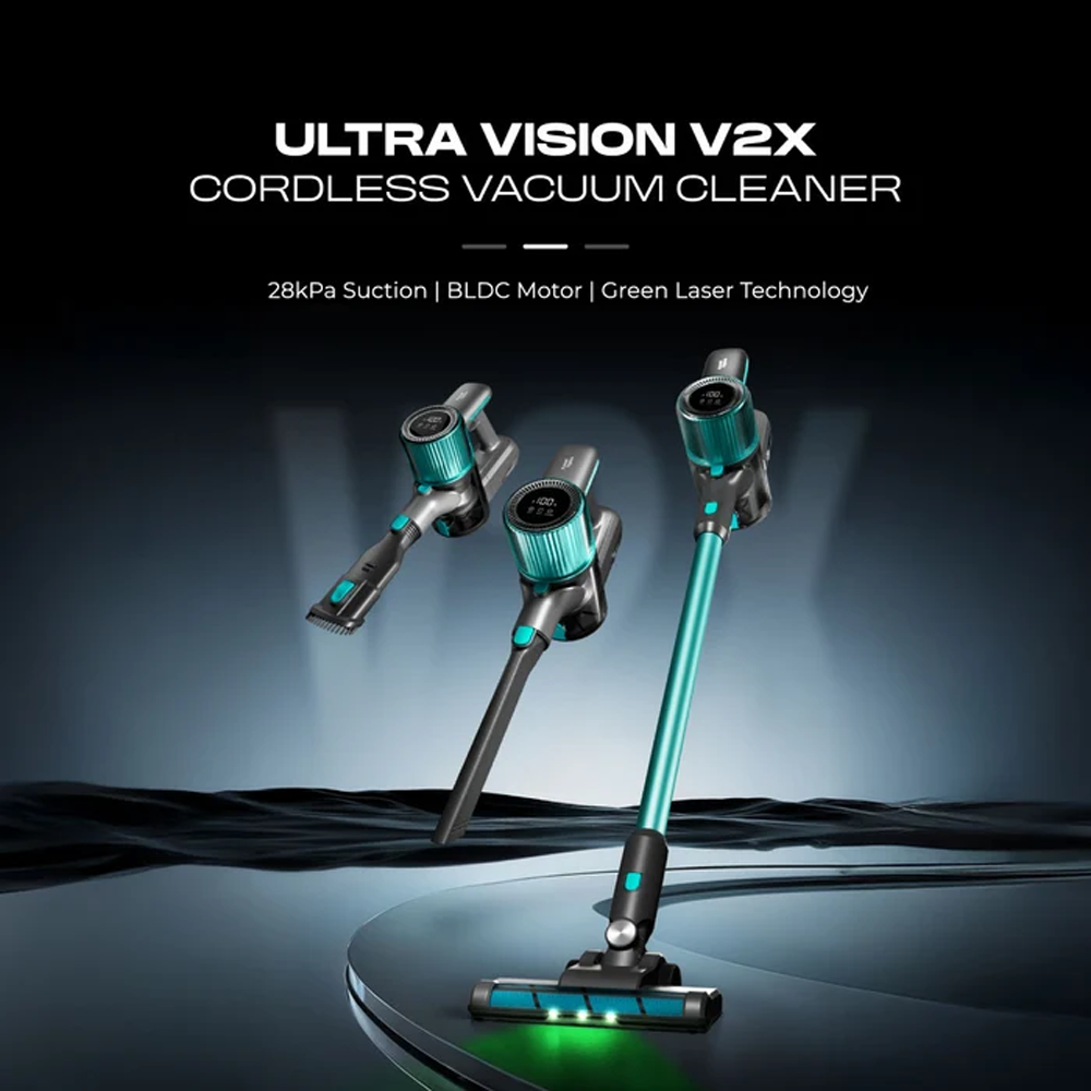 Russell Taylors 200W Ultra Vision Cordless BLDC Motor Vacuum Cleaner V2X | Suction Power: 28,000Pa | Long-Lasting 2200mAh Battery