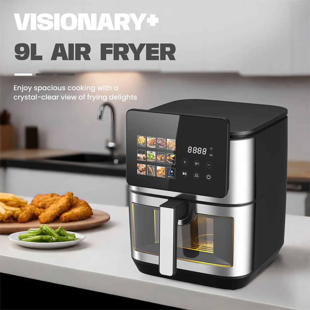 Russell Taylors 9.5L 3D Visible Window Digital Air Fryer XXL Black Z9 | Function Controller	Digital | 11 Smart Preset Programs