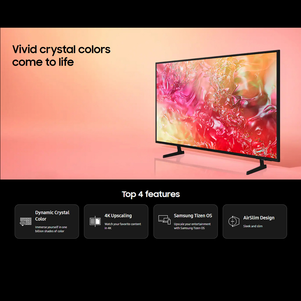 SAMSUNG 55"/65"/75" Crystal 4K UHD Smart TV UA55DU8000KXXM/UA65DU8000KXXM/UA75DU8000KXXM | AirSlim | 4K Upscaling