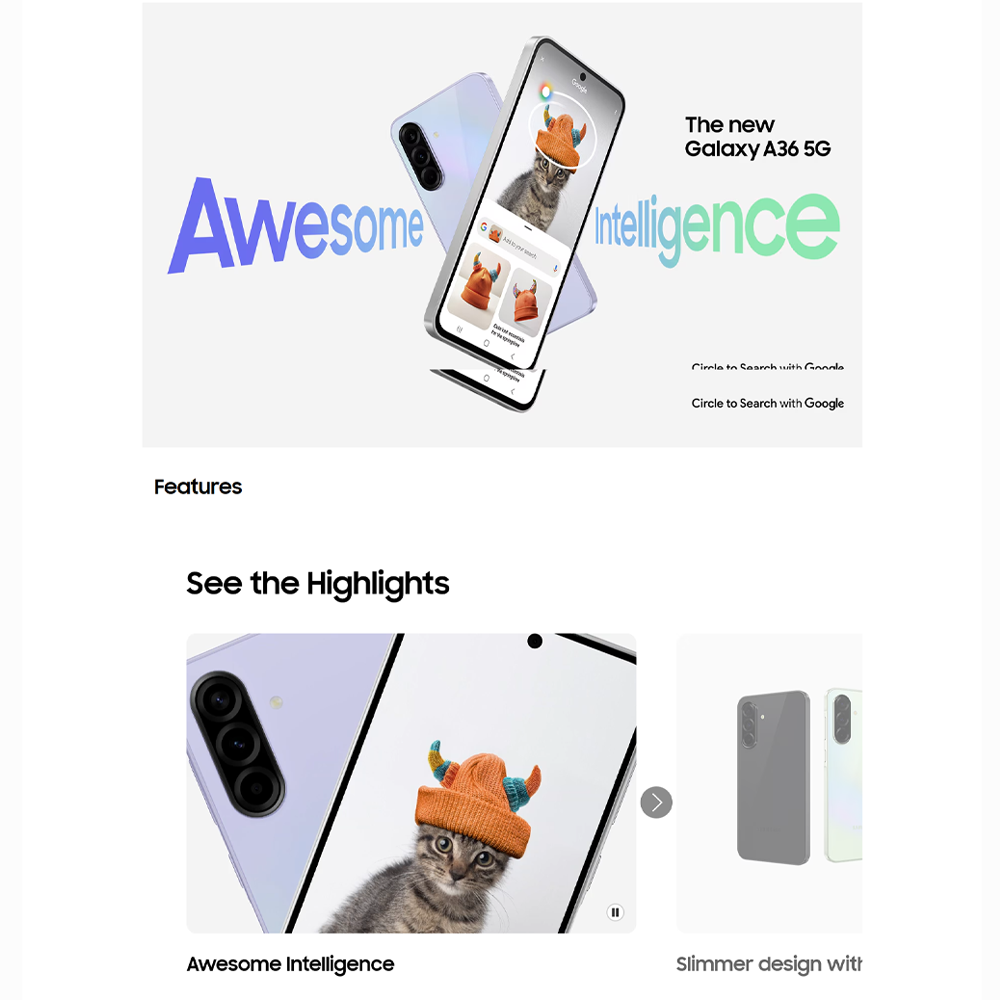 SAMSUNG Galaxy A36 5G 12GB+256GB | Qualcomm SM6475-AB Snapdragon 6 Gen 3 (4 nm) | 6.7 inches, Super AMOLED | 50MP Main Camera | Li-Po 5000 mAh