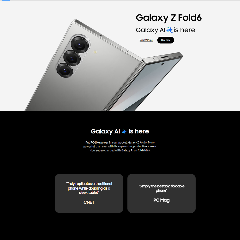 SAMSUNG Galaxy Z Fold6 | Qualcomm SM8550-AC Snapdragon 8 Gen 3 (4 nm) | Nano-SIM and eSIM | 5G