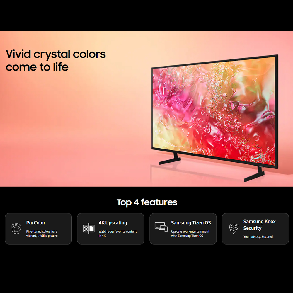 SAMSUNG 50"/55"/65"/75" Crystal 4K UHD Smart TV UA50DU7000KXXM/UA55DU7000KXXM/UA65DU7000KXXM/UA75DU7000KXXM | 4k Upscaling | Motion Xcelerator