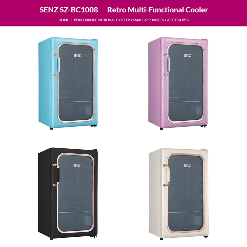 SENZ 85L Retro Multi-Functional Cooler SZ-BC1008-B/BLK/C/P | Free Standing | Retro Style | Child Safety Lock